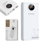 Romoss Pro Powerbank 20000 mAh med PD 30 W og LED-display - Hvit
