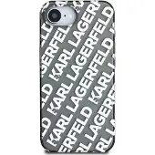 Karl Lagerfeld IML Repeat Logo veske for iPhone 16e - sølv