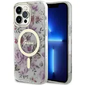 GUESS GUHMP14LHCFWST iPhone 14 Pro 6,1" gjennomsiktig hardcase Flower MagSafe