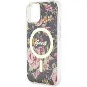 GUESS Flower MagSafe-etui for iPhone 14 - svart