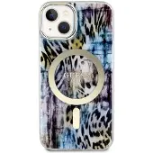 GUESS Leopard MagSafe-etui for iPhone 14 - blå