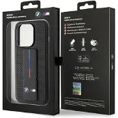 BMW Grip Stand glatt og perforert etui for iPhone 15 Pro - svart