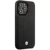 BMW Skinnveske med diamantmønster for iPhone 14 Pro - svart