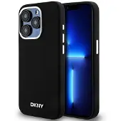 DKNY iPhone 15 Pro Flytende Silikonmetalllogo Deksel - Magsafe-kompatibel - Svart