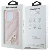Karl Lagerfeld Diagonal Quilted Script-etui for iPhone 15 Pro - rosa