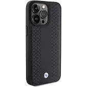 BMW Skinnveske med diamantmønster for iPhone 15 Pro Max - svart