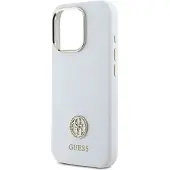 GUESS Silikon Logo Strass 4G-etui for iPhone 16 Pro - Hvit