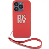 DKNY Pu Leather Stack Logo Wrist Strap Iphone 15 Pro Telefondeksel
