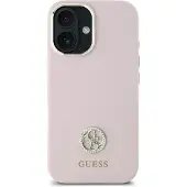 GUESS Silikon Logo Strass 4G-etui for iPhone 16 - lys rosa