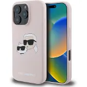 Karl Lagerfeld MagSafe-etui i silikon med Nauble Heads Print for iPhone 16 Pro - Rosa