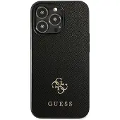 GUESS Saffiano 4G Small Metal Logo-etui for iPhone 13 Pro / 13 6,1" - svart