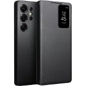 Qialino Samsung Galaxy S25 Ultra Smart View Flip-læretui - Svart