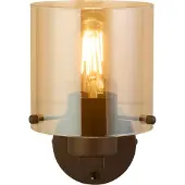 Searchlight Vegglampe Sverige, mokka/amber, 1 lyskilde, stål, glass