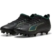 Puma ULTRA 6 MATCH FG/AG Football Boots Youth, Shoes, Black/Fizzy Light/Green Terrain, 37.5