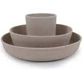 Filibabba Spisesett - Silikon - 3 Deler - Warm Grey - - OneSize - Spisesett