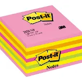 3M Post-it 2028-NP - Kubisk notisblokk - 76 x 76 mm - 450 ark - neongrønn, neongul, neonrosa, neonoransje, ultrarosa