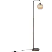QAZQA Art Deco gulvlampe mørk bronse med gult glass - Sandra