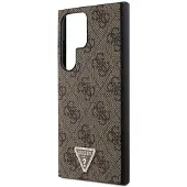 GUESS Grip Stand 4G Triangle Strass-etui for Samsung Galaxy S24 Ultra - Brun