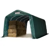 TOOLPORT 3,3x6 m leskur, PRIMEtex-PVC-presenning, mørkegrønn, betongunderlag