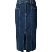 Pepe Jeans Midi Archive Denim Høy Midje Midi-skjørt