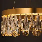Brilliant LED-hengelampe Celestia, Ø 40 cm, messingfarget, krystall