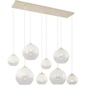 QAZQA Art Deco Pendellampe Beige med Hvitt Glass 8-Lys - Sandra