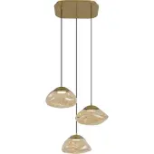 QAZQA Hotell-chic pendellampe messing med ravfarget glass 3-lys - Gus