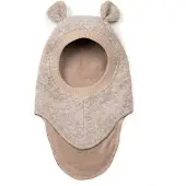 Huttelihut Balaclava - Ull/Bomull - 2-lags - Plys - Camel Melan - - 0-1 år (50-80) - Balaclava - dobbel
