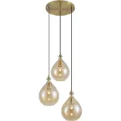 QAZQA Moderne Pendellampe Gull med Amber Glass 3-Lys - Tradisjonell