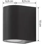 PRIOS utendørs vegglampe Irfan rund svart 10 cm