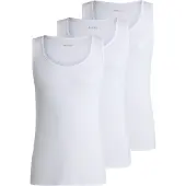 BOSS for man. 50542132 Pack 3 white Logo Embroidered T-shirts (L), Homewear, Cotton, Sleeveless / Straps