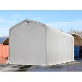 TOOLPORT 5x10 m telthall, PRIMEtex-PVC-presenning, grå, med statikk (jordunderlag)