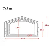 TOOLPORT 7x7 m telthall, PVC-presenning, grå, med statikk (jordunderlag)