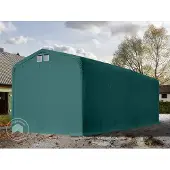 TOOLPORT 4x16 m garasjetelt, PRIMEtex-PVC-presenning, mørkegrønn, uten statikk