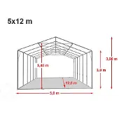 TOOLPORT 5x12 m telthall, PVC-presenning, grå, uten statikk