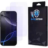 BlueDefend iPhone 16 Pro Anti-Blue Light Skjermbeskyttere Beskyttelsesglass - 2 stk.