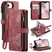 CASEME iPhone 16e/17e C30 Multifunksjonell Lommebok-deksel - Rød