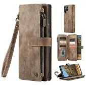 CASEME C30 Multifunksjonell Samsung Galaxy S22 Ultra 5G Lommebok-deksel - Brun