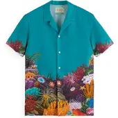 Scotch & Soda Placement Print Tencel Kortarmet Skjorte