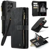 CASEME Samsung Galaxy S23 Ultra 5G 2-i-1 Multifunksjonell Lommebok-deksel - Svart