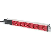 Digitus Professional DN-95410-R - Flerkoplingslist (kan monteres i rack) - AC 220-240 V - 4000 watt - inngang: IEC 60320 C14 - utgangskontakter: 8 (power CEE 7/7) - 1U - 19 - 2 m kabel - rød