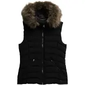 Superdry for woman. W5011753A Fuji Faux Fur Vest black (L), Casual, Polyester