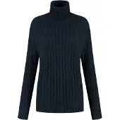 Superdry for woman. W6110614A Loose Cable Knit Turtleneck Sweater navy (M), Casual, Cotton, Long sleeve