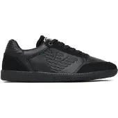 Emporio Armani unisex. 7X000405_AF19826 Heritage Eagle Leather Sneakers black (44 2/3), Flat, Laces, Casual