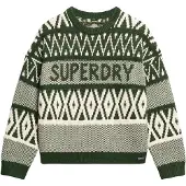 Superdry for woman. W6110559A Crewneck jumper with green brand design (XS), Casual, Acrylic