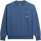 Superdry for woman. W2012154A Loose fitting sweatshirt with metallic logo Luxe blue (S), Casual, Cotton, Sustainable