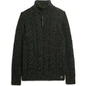 Superdry for man. M6110639A Half-zip braided knitted jumper Jacob black (L), Casual, Acrylic
