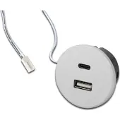 Hera USB-A stikkontakt + USB-C, hvit, møbelinstallasjon, 24V inngang, 20W