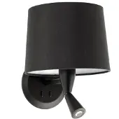 Faro Conga vegglampe med LED-leselampe, svart