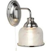 Searchlight Vegglampe Bistro II sølv / bølget glass